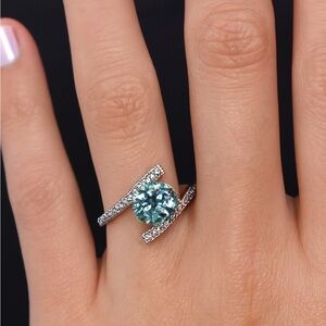 Moissanite 2 CT, on White Gold Plated 925 Sterling Silver